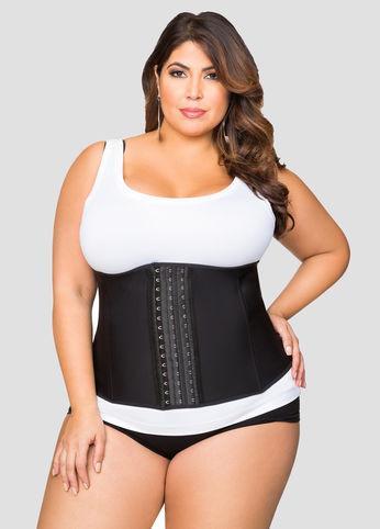 Plus Size 9 Steel Boned Black Latex Waist Trainer S 6XL