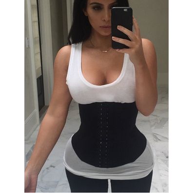 Steel Boned Black Latex Waist Trainer