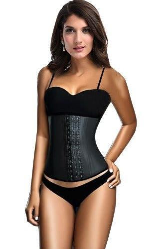 Steel Boned Black Latex Waist Trainer